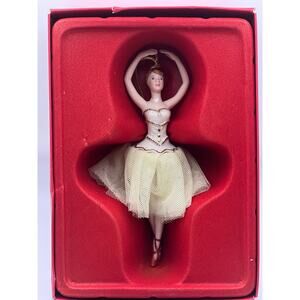 Lenox Porcelain Ballerina Ornament Gold Ribbon Tassel Ballet Xmas